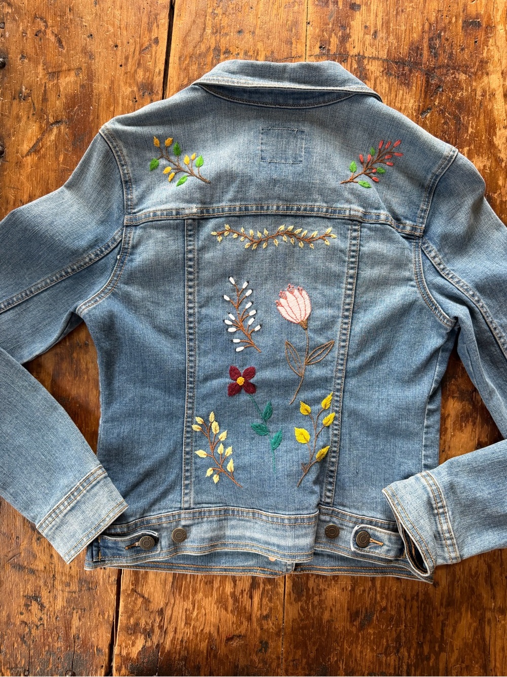 Hand embroidered Jean jacket